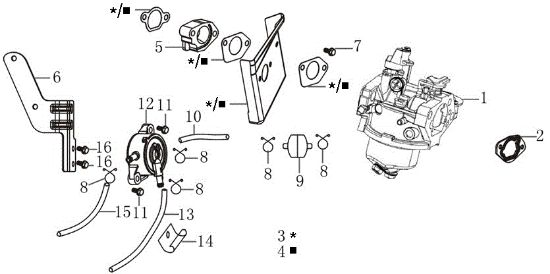 Carburetor OM 106/16 KH (K1600AVD) Cat. 2023 Garden tractor