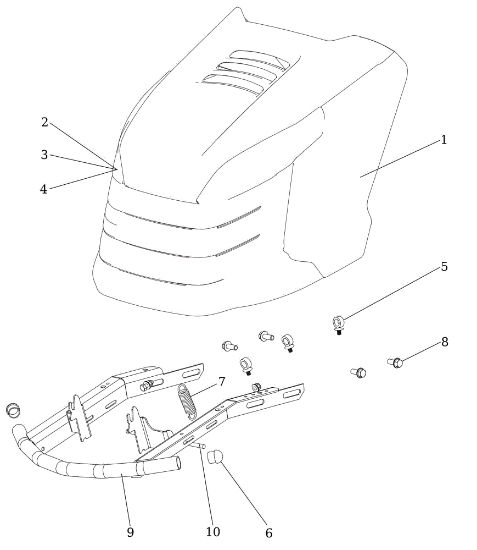 Hood (2/2) OM 106/24 KH (K2400AVD V-Twin - EURO5) Cat. 2023 Garden tractor