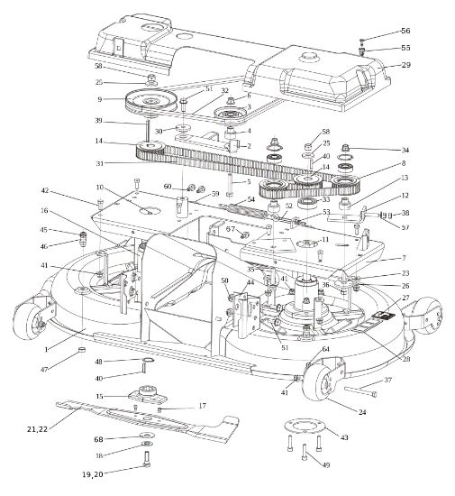 Mowing deck (1/2) OM 106/24 KH (K2400AVD V-Twin) 4X4 Cat. 2023 Garden tractor