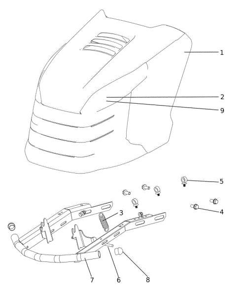 Hood (3/3) OM 107 L/24 KH (K2400AVD V-Twin - EURO5) Cat. 2023 Garden tractor
