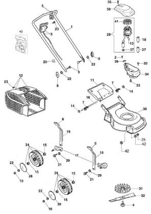 Complete illustrated parts list G 48 PE Electric lawnmower
