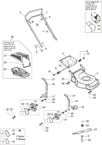 Complete illustrated parts list G 44 PA Lawnmower