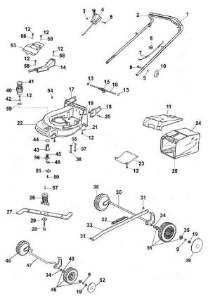 Complete illustrated parts list MAX 53 PBX Lawnmower