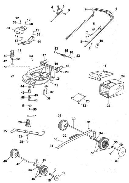 Complete illustrated parts list MAX 53 PBX Lawnmower