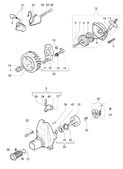 Starter assy and clutch 453 BP Brushcutter