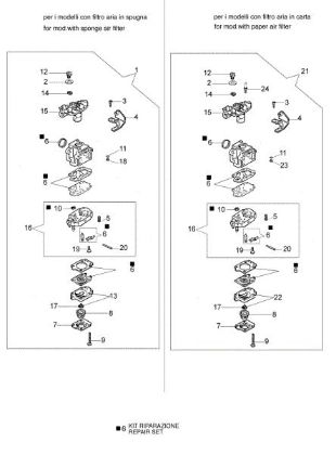 Carburetor WYK-125, WYK-193 453 BP Brushcutter