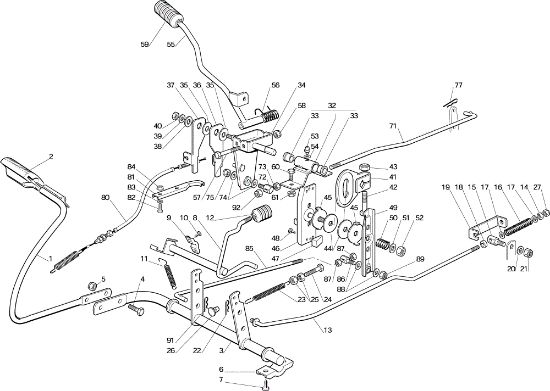 Drive and brake controls OM 72C/12,5H Cat.2002 Garden tractor