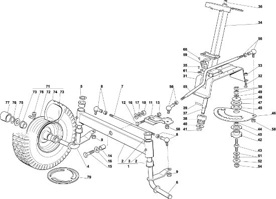 Steering arm OM 92C/13,5H Cat.2001 Garden tractor