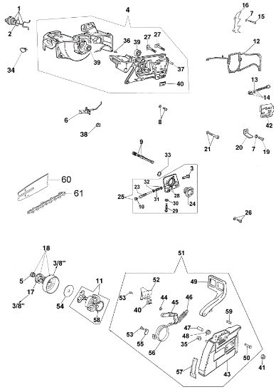 Crankcase and chain brake 965 HD Chainsaw