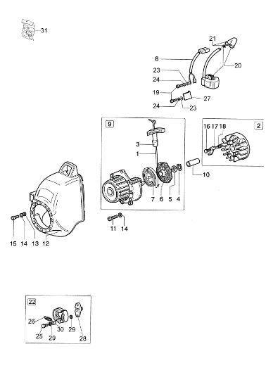 Starter assy and clutch SPARTA 25 TR Brushcutter