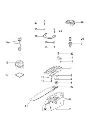 Complete illustrated parts list EP 90 Pruner attachment