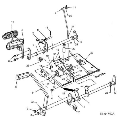 Pedals assy POLO 107 H Garden tractor