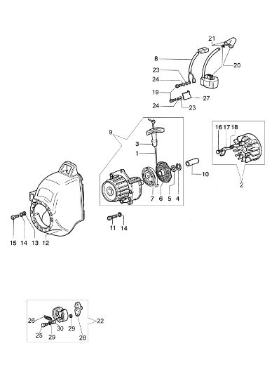 Starter assy and clutch 726 D Brushcutter