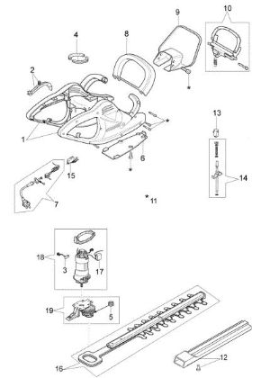 Illustrated parts list (From 5947020001) HTE 601 Electric hedgetrimmer