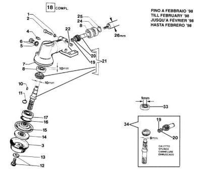 Bevel gear (Until February 1998) 727 D Brushcutter