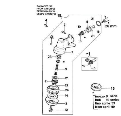 Bevel gear (From March 1998) 727 D Brushcutter