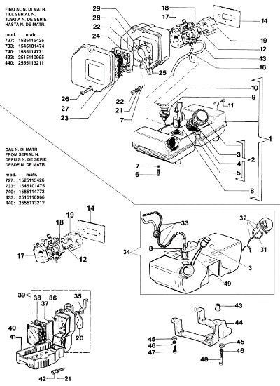 Tank and air filter 727 S Brushcutter