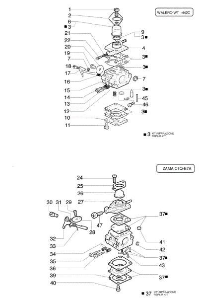 Carburetor WT-442E, C1Q-E7 727 S Brushcutter