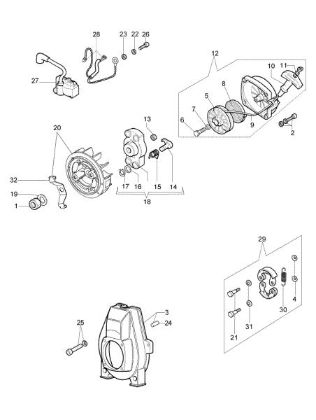 Starter assy and clutch OS 530 Ergo Olive shaker