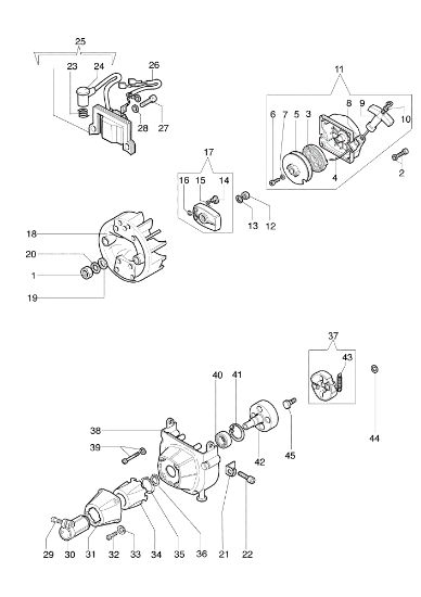 Starter assy and clutch 733 S Brushcutter