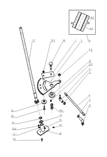 Steering arm OM 104J/15,5H Cat.2005 Garden tractor