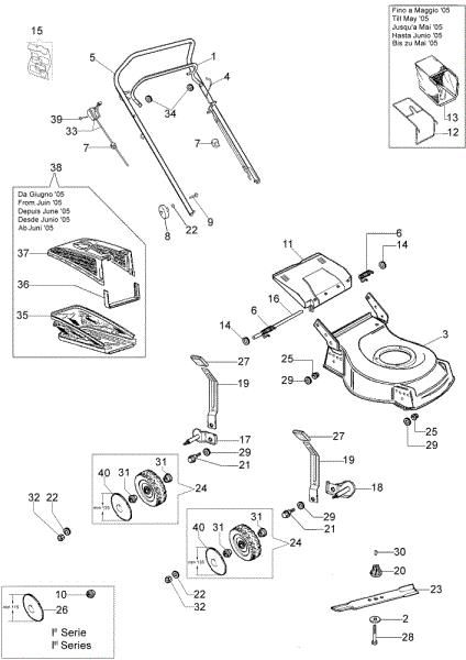 Complete illustrated parts list G 53 PBX Lawnmower