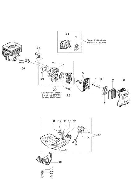 Tank and air filter BC 250 S Brushcutter