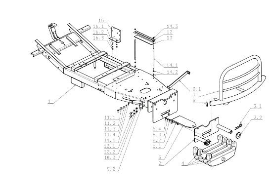 Frame FRONT CUT 106/17,5 H Cat.2006 Garden tractor
