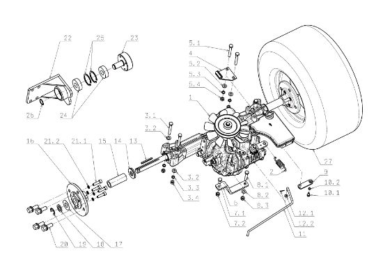 Front axle FRONT CUT 106/17,5 H Cat.2006 Garden tractor
