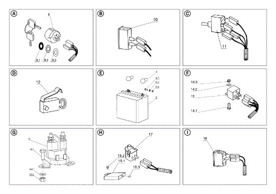 Electrical parts FRONT CUT 106/17,5 H Cat.2006 Garden tractor