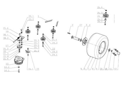 Rear axle OM 104JH/16H Cat.2006-2007 Garden tractor