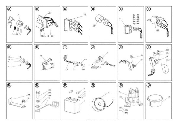 Electrical parts OM 104J/17,5H Cat.2006-2007 Garden tractor