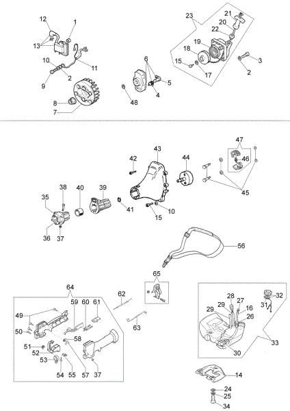 Starter assy and fuel tank OS 250 Olive harvester