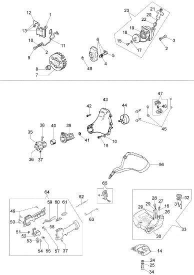 Starter assy and fuel tank OS 250 L Olive harvester