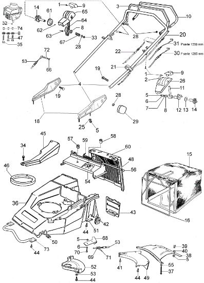 New handle (From January 2003) LUX 53 VBT Lawnmower