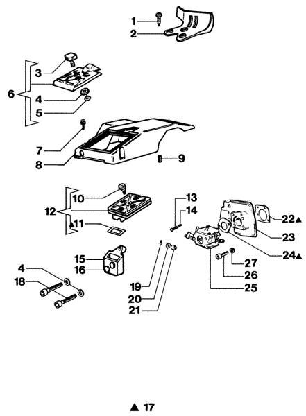 Air filter and carburetor 350S Chainsaw