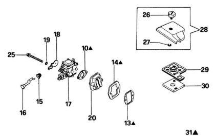 Air filter and carburetor 931 Chainsaw