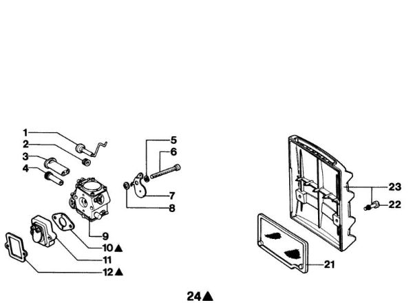 Air filter and carburetor 935 DX Chainsaw
