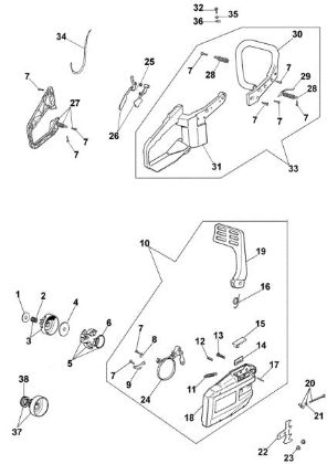 Handle and chain brake 938 Chainsaw