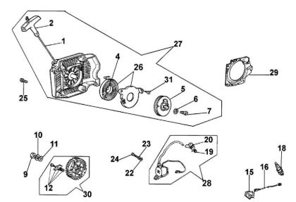 Starter assy 970 Chainsaw
