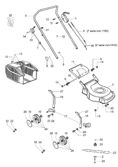 Illustrated parts list G 44 PK (K40) Lawnmower