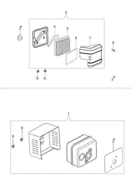 Air filter and muffler G 48 PK (K40) Lawnmower