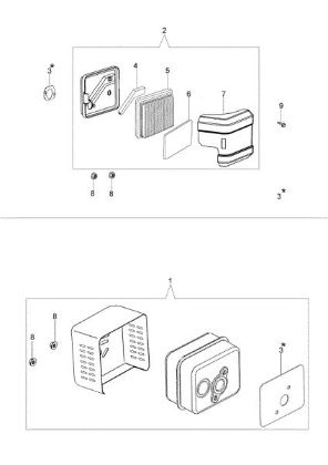 Air filter and muffler G 48 TK (K50) Lawnmower