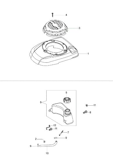 Fuel tank and cover G 48 TK (K50) Lawnmower