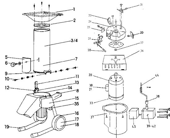 Illustrated parts list SH 240 E Shredder
