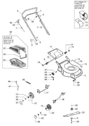 Illustrated parts list G 44 PBXC Lawnmower
