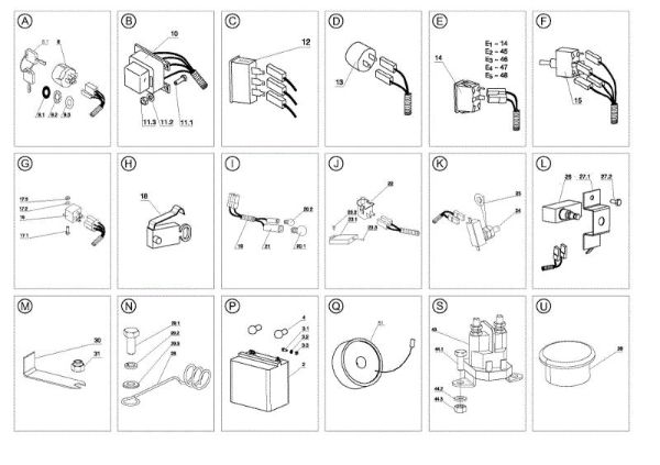 Electrical parts OM 105J/17,5H Cat.2008 Garden tractor