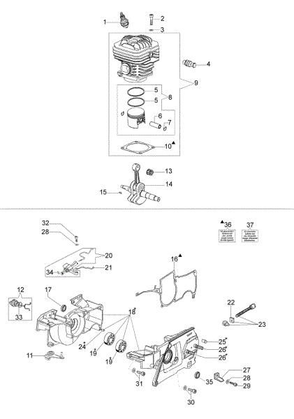Engine and crankcase GS 720 Chainsaw
