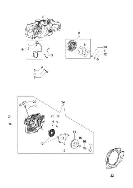 Starter assy GS 720 Chainsaw