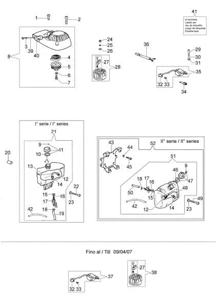 Starter assy and fuel tank MTL 51 Earth auger